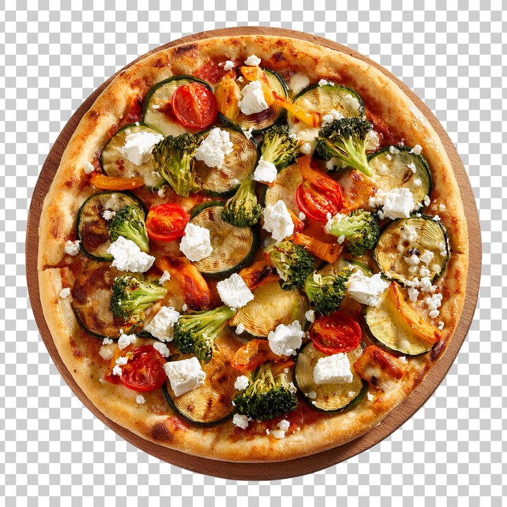 Una deliziosa pizza al formaggio isolata su uno sfondo trasparente