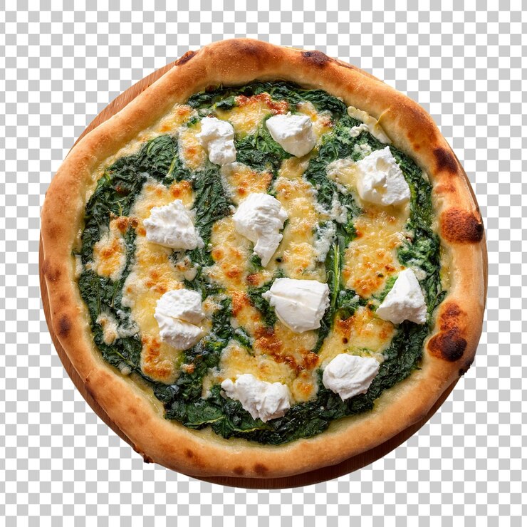 Una deliziosa pizza al formaggio isolata su uno sfondo trasparente