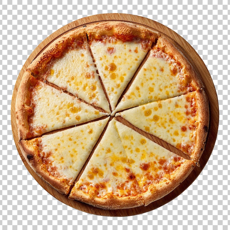 PSD una deliziosa pizza al formaggio isolata su uno sfondo trasparente