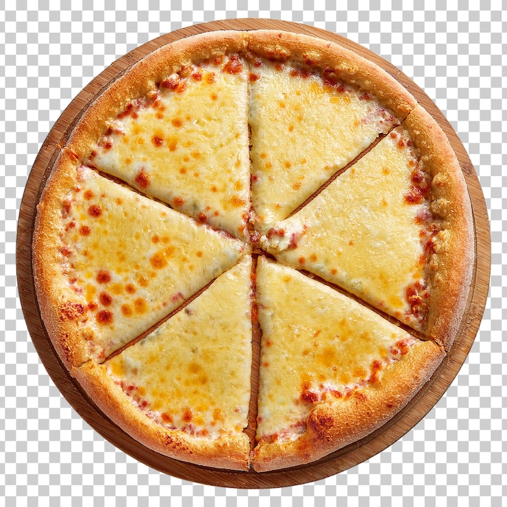 PSD una deliziosa pizza al formaggio isolata su uno sfondo trasparente