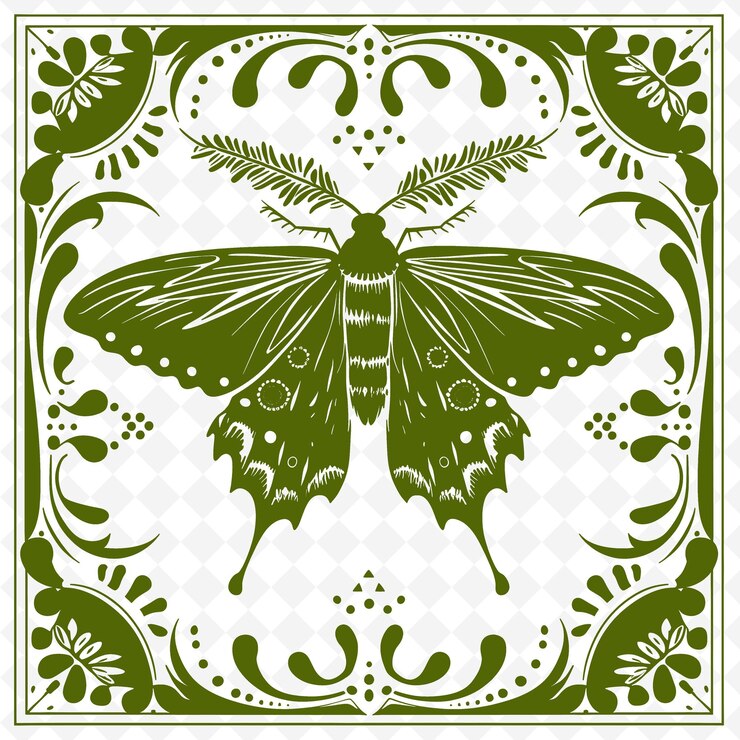 PSD una farfalla verde con un disegno di farfalle su di essa