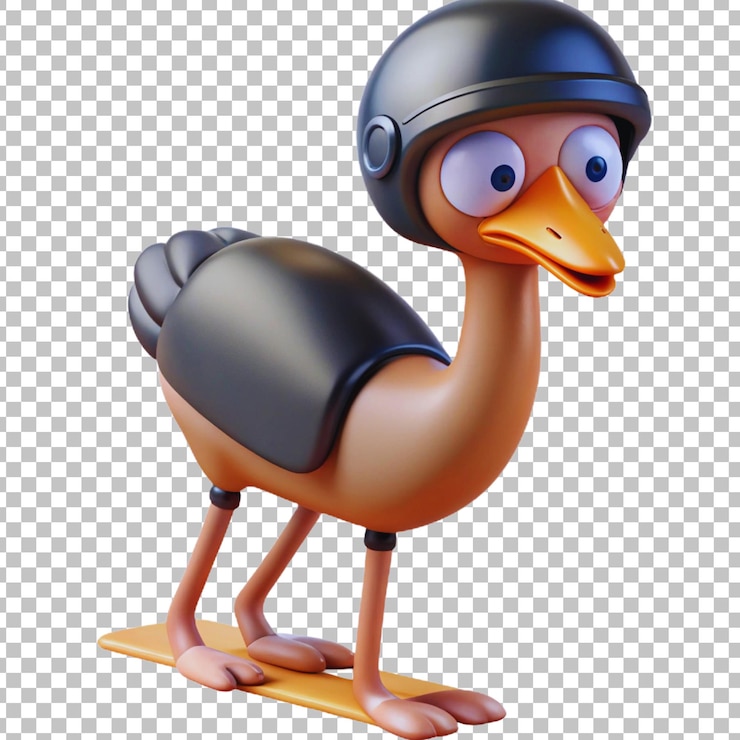PSD una figura di un'anatra con un casco su di essa