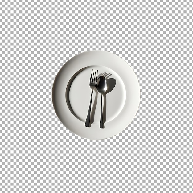 Una forchetta e un coltello sono su un piatto con una forchetta su di esso