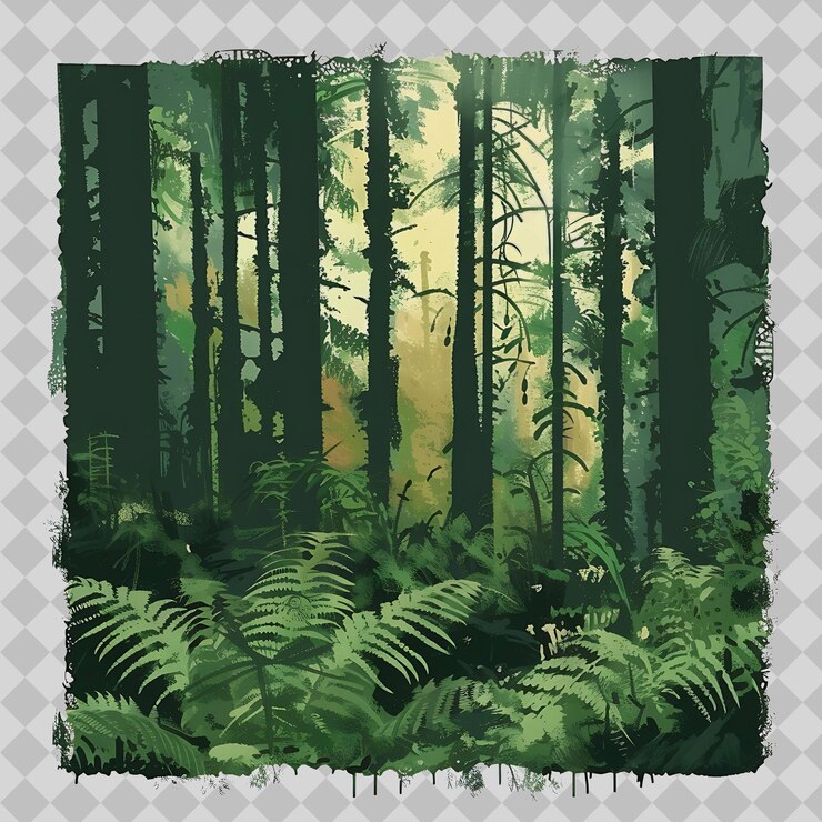 PSD una foresta verde con un'immagine di una foresta con una foresta sullo sfondo