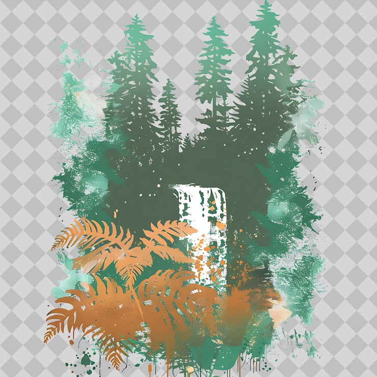 PSD una foresta verde con una foto di alberi e una scatola al centro