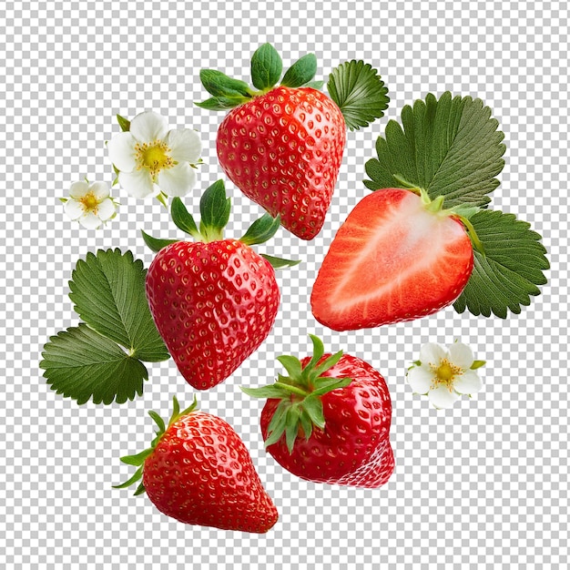 una foto di fragole con una foto di una fragola