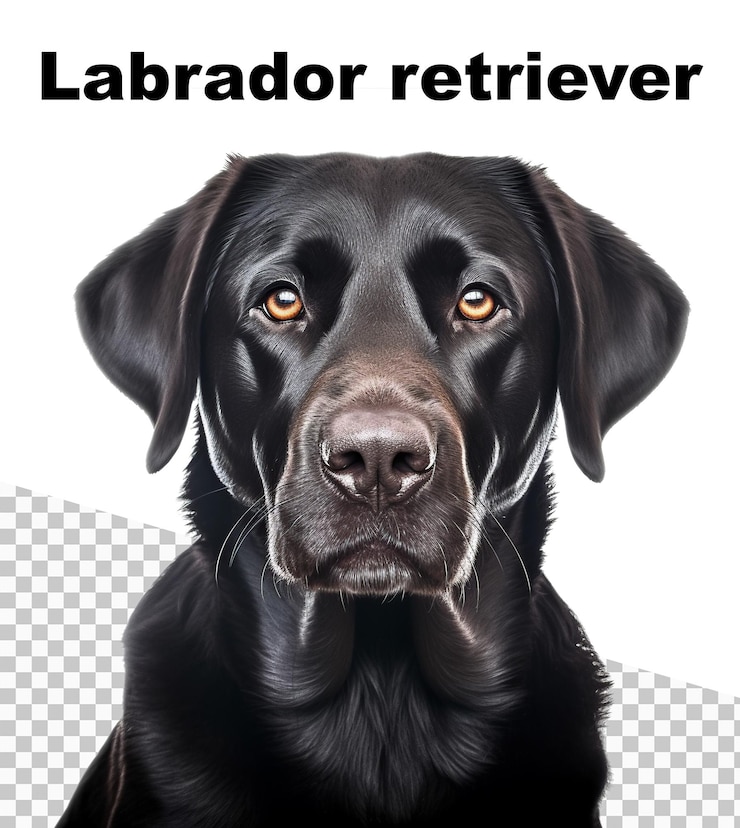 PSD una foto di un cane nero con sopra la scritta labrador retriever