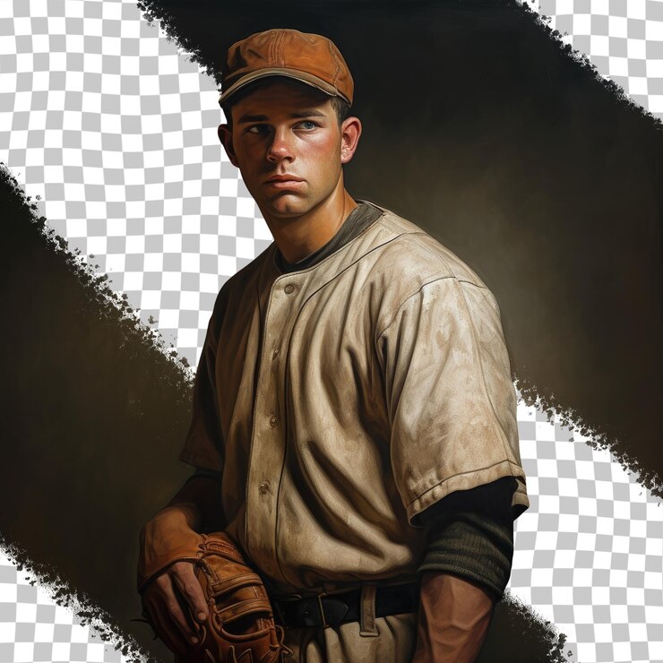 PSD una foto di un giocatore di baseball con una palla e uno sfondo nero.