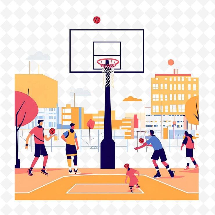 PSD una foto di una partita di basket con un uomo che gioca a basket