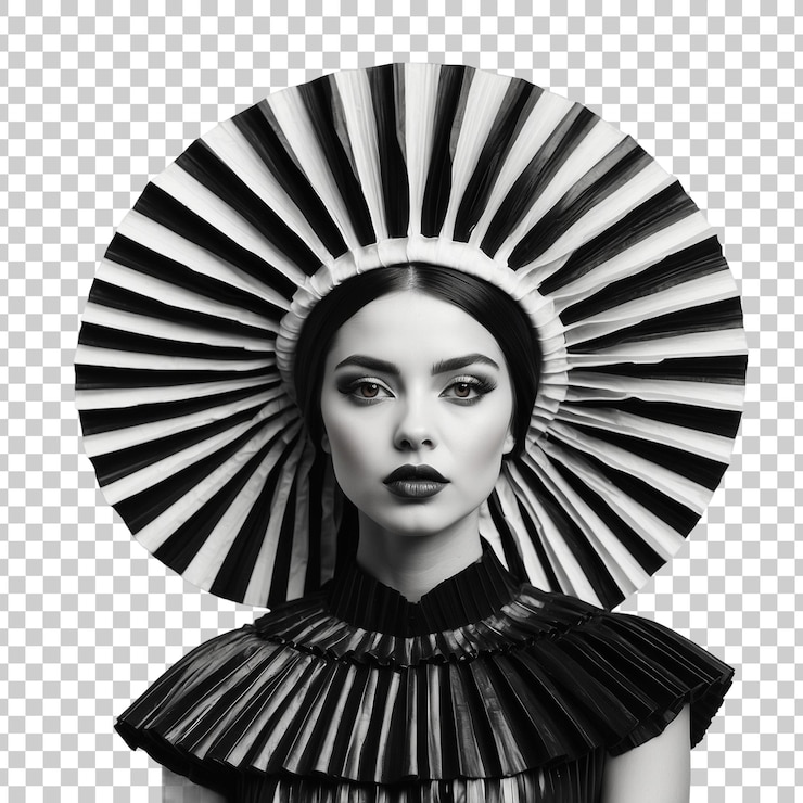 PSD una foto in bianco e nero di una donna che indossa un cappello con un fiore su di esso