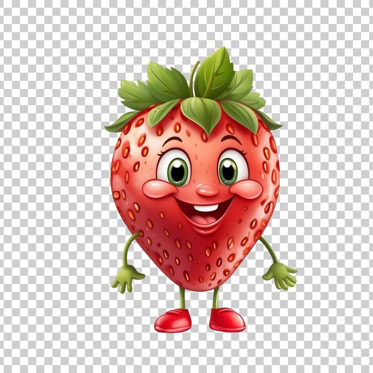 PSD una fragola con un sorriso sul volto