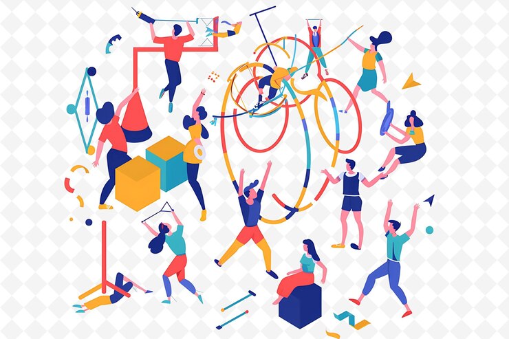 PSD una grafica di persone che giocano con una bicicletta e un cartello che dice "sport quot"