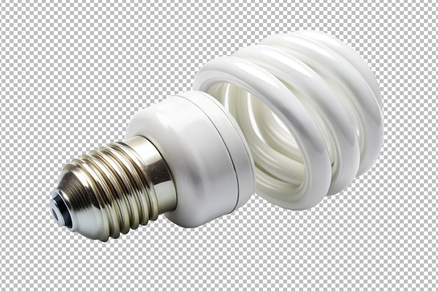 Una lampadina a spirale su uno sfondo bianco brilla dolcemente e uniformemente