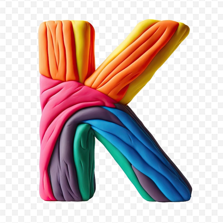 PSD una lettera colorata k fatta a mano con la lettera k su di essa