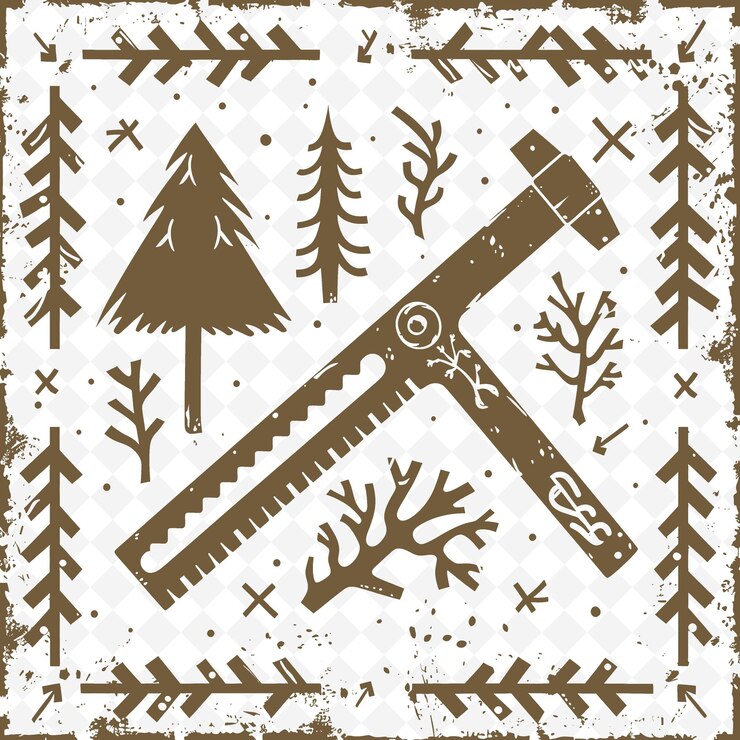 PSD una lettera n è disegnata in un quadrato con alberi e neve