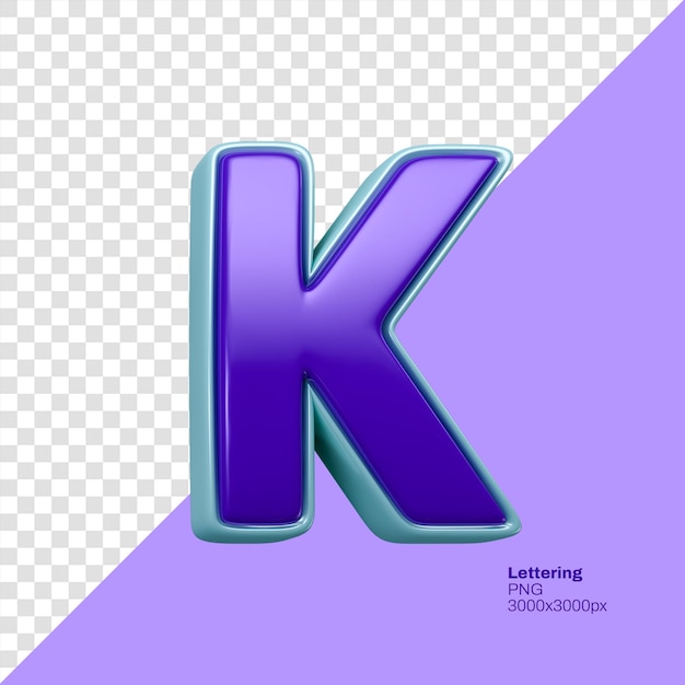 una lettera viola e blu k è mostrata su uno sfondo viola
