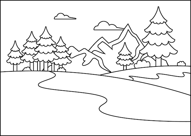 una linea di montagne con alberi e montagne sullo sfondo