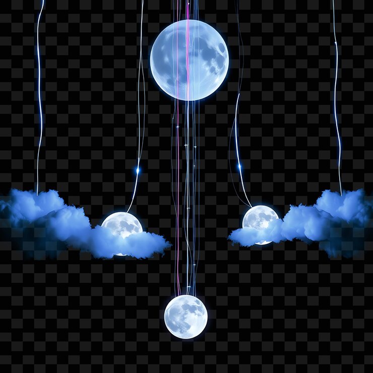 PSD una luna blu e nuvole con la luna sullo sfondo