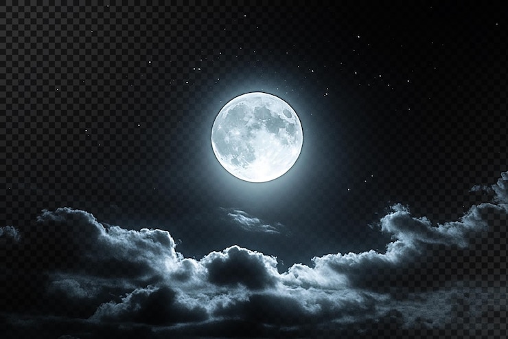 PSD una luna piena con un cielo scuro e nuvole