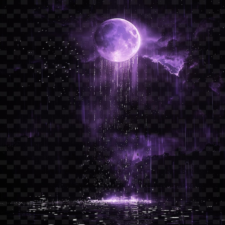 PSD una luna viola e stelle nel cielo