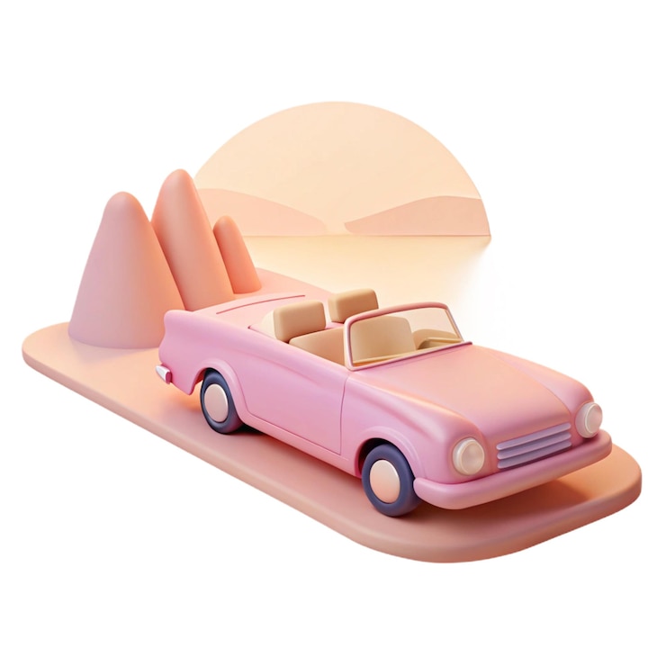 PSD una macchina rosa con una macchina rosa sul retro
