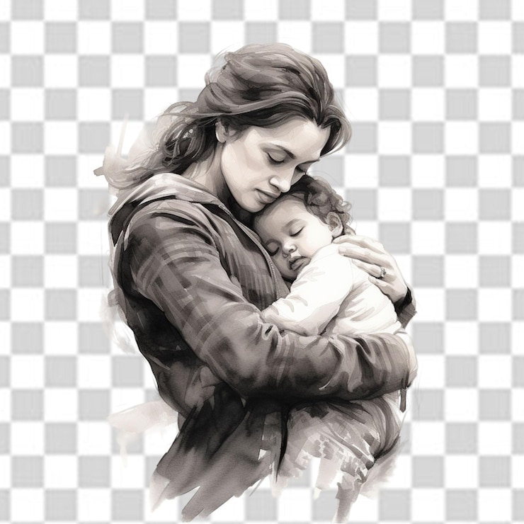 PSD una madre che tiene in braccio un bambino