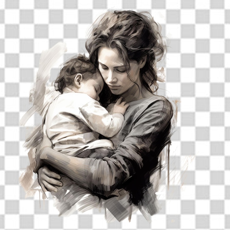PSD una madre che tiene in braccio un bambino