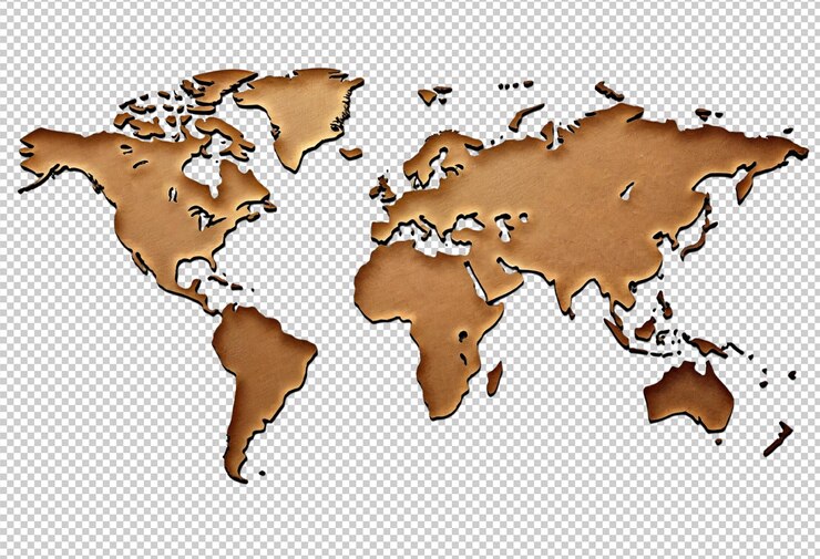 PSD una mappa del mondo con le parole il mondo su di esso