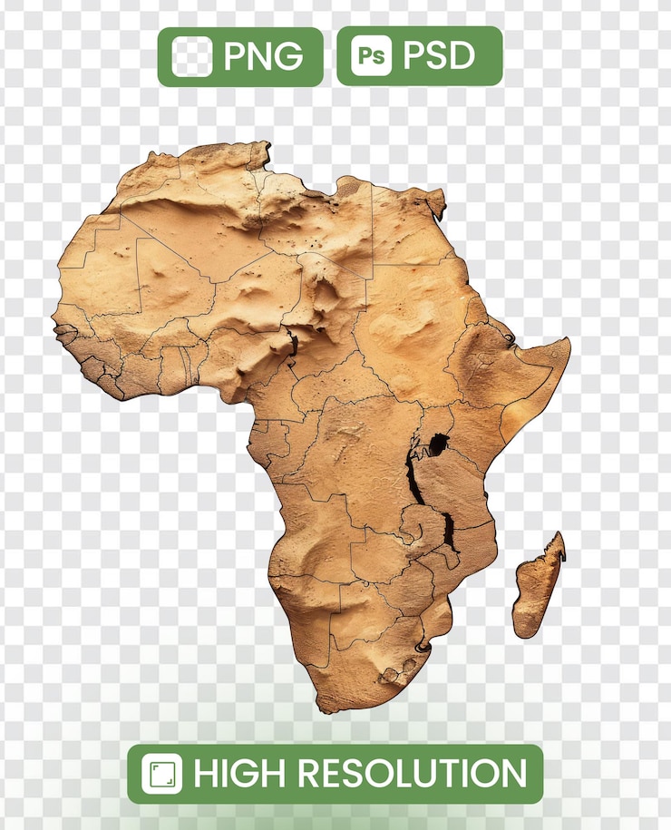 PSD una mappa dell'africa è disegnata su uno sfondo bianco