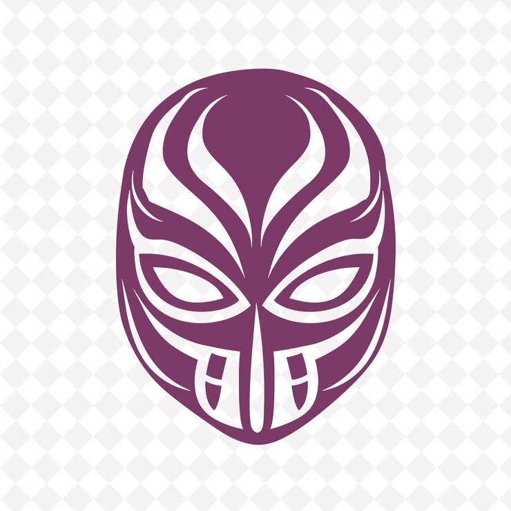 PSD una maschera viola con uno sfondo bianco con un modello di maschera su di essa