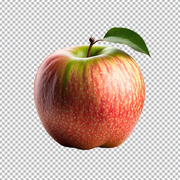 Una mela intera è isolata su sfondo trasparente tracciato di ritaglio di mela fresca matura