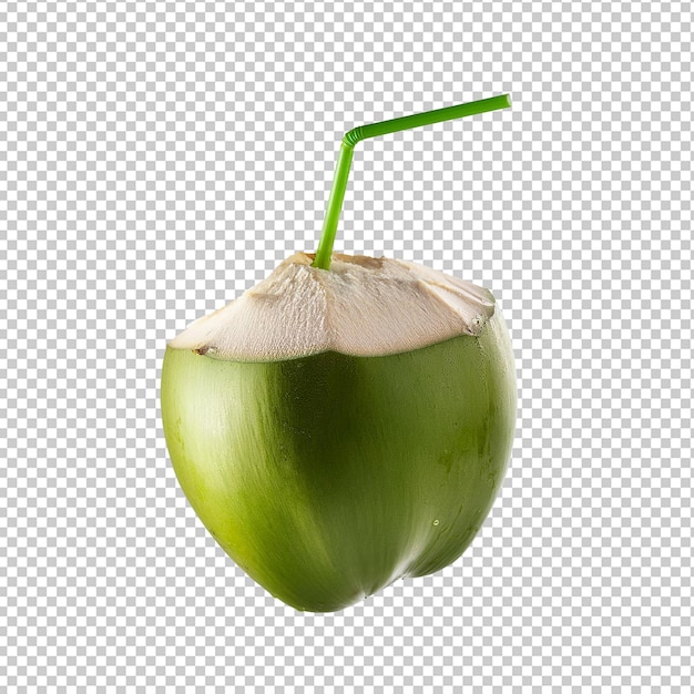 una mela verde con una cannuccia in essa e una cannoccia in essa