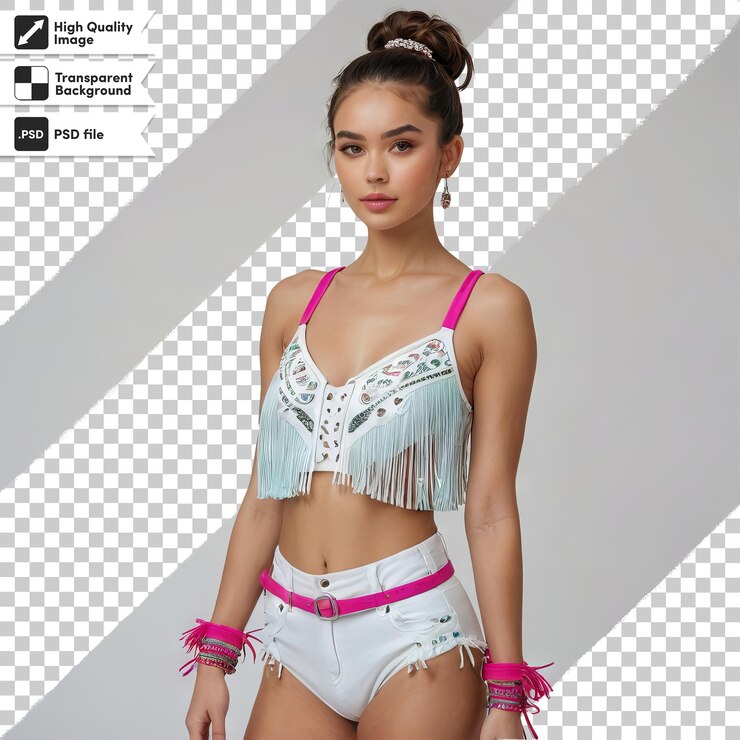 PSD una modella con un reggiseno che dice "modello"