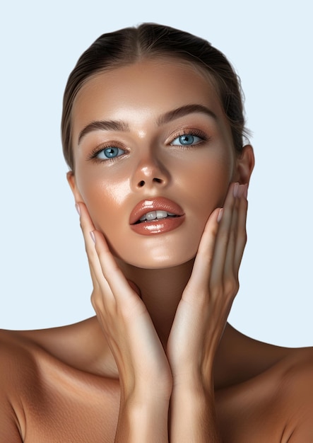 una modella con una faccia di modella e la parola "modello" sulla faccia