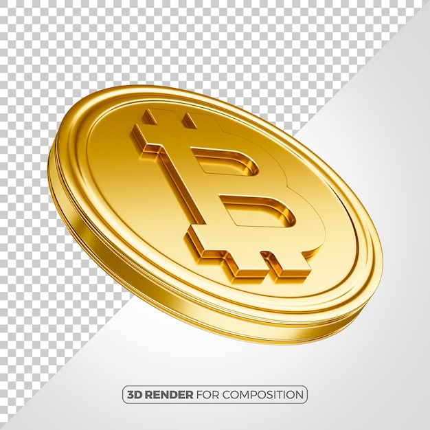 Una moneta bitcoin renderizzata in 3D