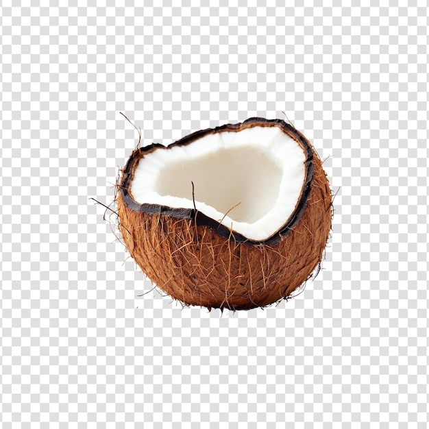 Una noce di cocco a metà aperta che mostra la carne bianca all'interno
