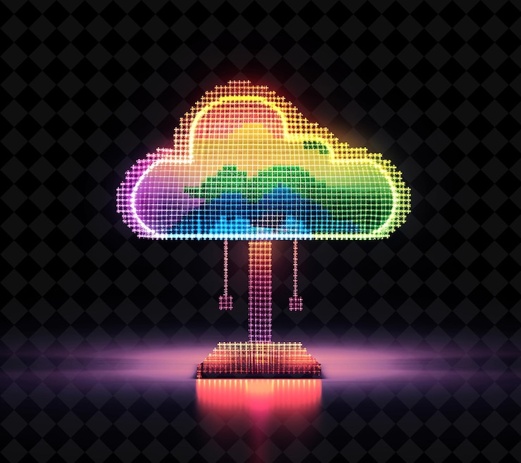 PSD una nuvola a forma di arcobaleno con un arcobaleno su di essa
