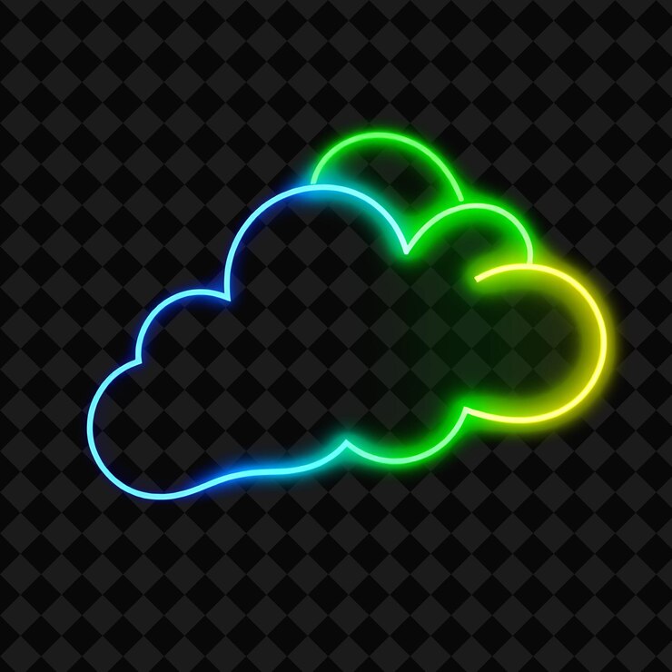 PSD una nuvola con una luce al neon verde su di essa