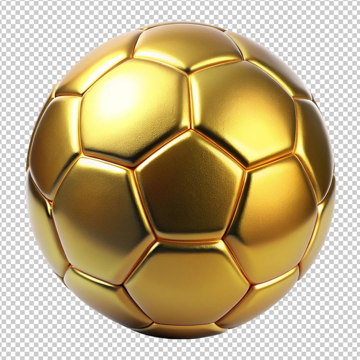 PSD una palla da calcio d'oro con uno sfondo bianco con uno background bianco