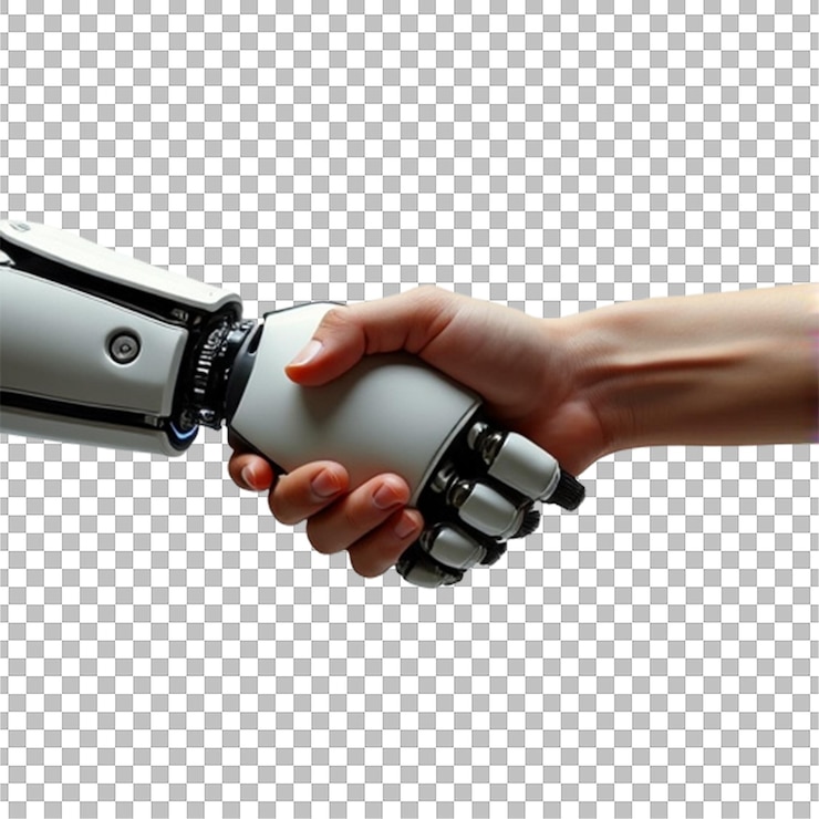 PSD una persona che tiene un robot con la parola l su di esso