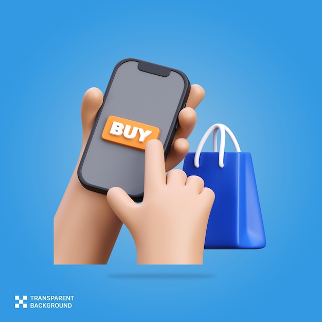 una persona che tiene un telefono che dice "compralo"