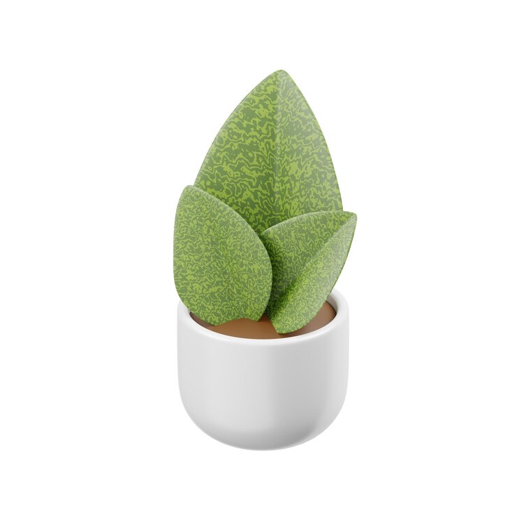 PSD una piccola pianta in vaso con dentro una foglia verde.