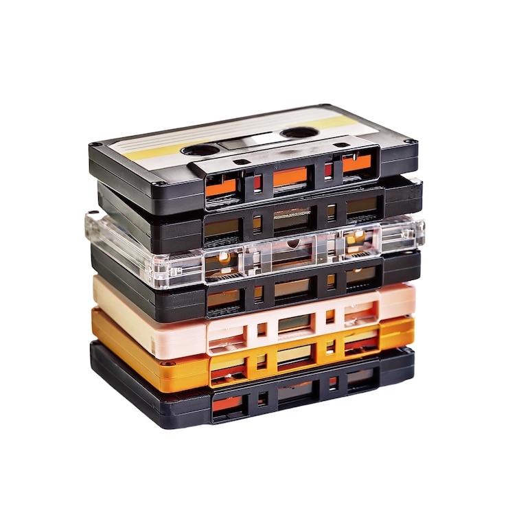 PSD una pila di cassette audio d'epoca
