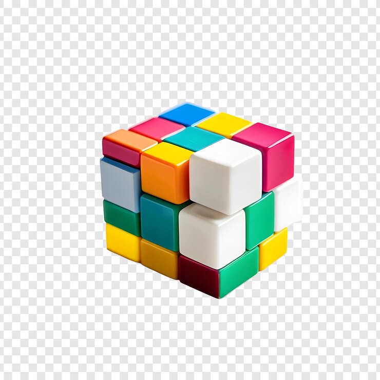PSD una pila di cubi colorati con uno che dice cubo