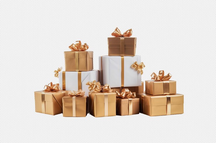 Una pila di scatole da regalo.