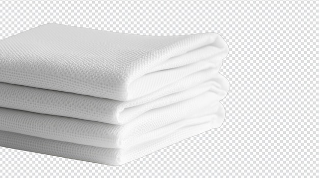 Una pila di tovaglioli bianchi puliti isolati su uno sfondo bianco perfetti per i menù dei ristoranti e le tavole