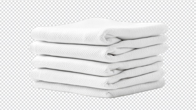 Una pila di tovaglioli bianchi puliti isolati su uno sfondo bianco perfetti per la pianificazione di eventi e la decorazione di cene
