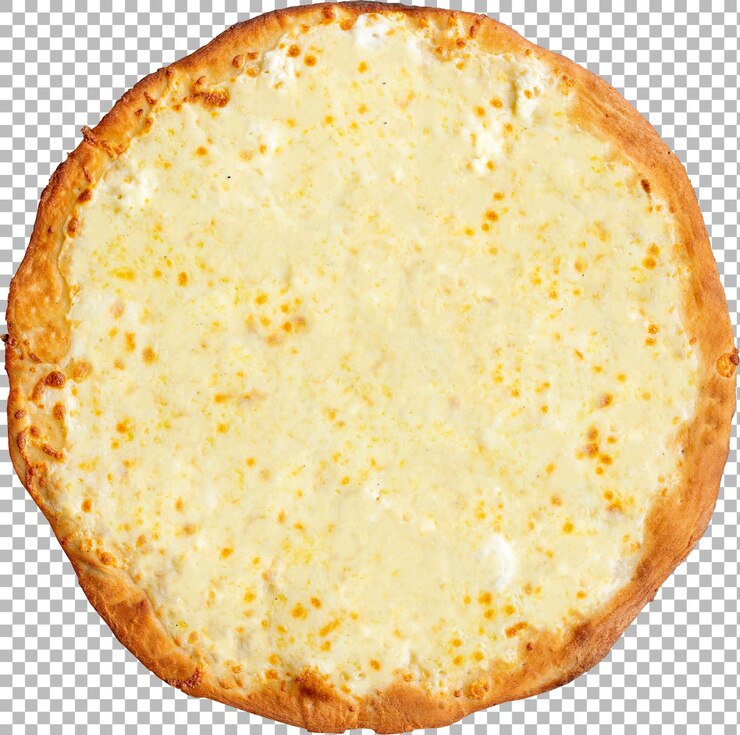 PSD una pizza a formaggio rotonda con una crosta dorata e un topping cremoso liscio