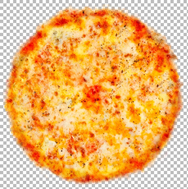 PSD una pizza circolare coperta di formaggio fuso e una crosta marrone dorato