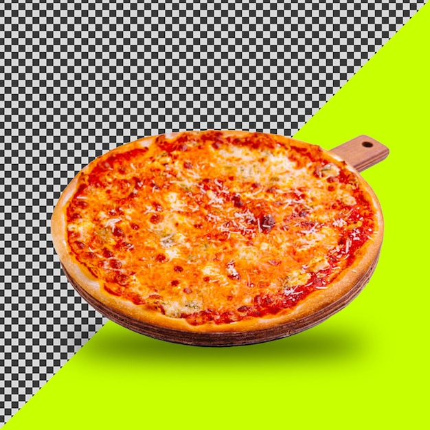 una pizza con formaggio e salsa è su un piatto